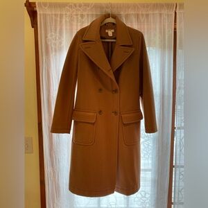 J Crew long wool camel colored winter coat